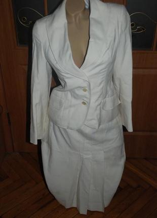 Костюм белый. пиджак+юбка. винтаж.