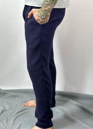 Мужские муслиновые штаны. домашние штаны из муслина7 фото