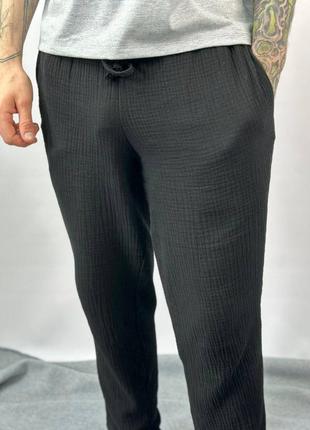 Мужские муслиновые штаны. домашние штаны из муслина3 фото