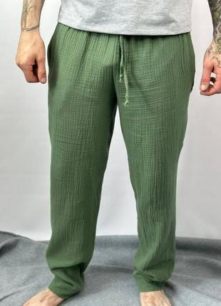 Чоловічі муслинові штани. домашні штани з мусліну4 фото