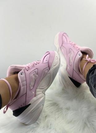 Розовые женские кроссовки nike m2k tekno pink foam.