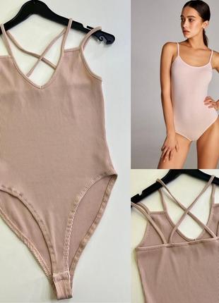 Бежевый боди в рубчик