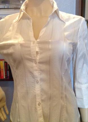 Замечательная, натуральная, белая рубашка-стрейч  бренда h&m, 46-48.