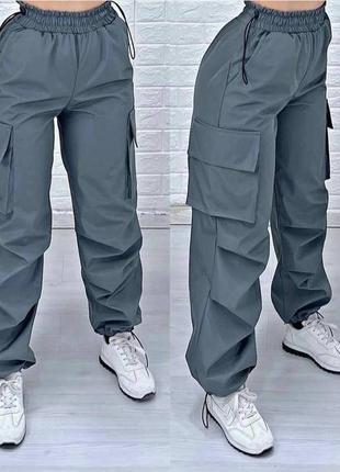 Женские штаны с накладными карманами,плащевка;65423els