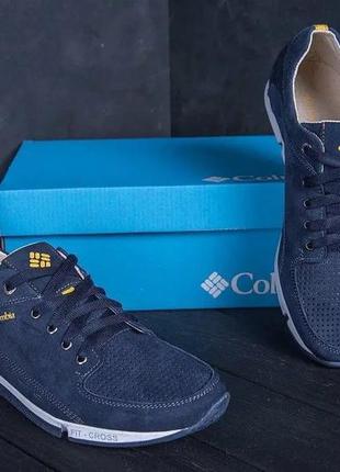 Чоловічі літні кросівки columbia nubuck denim, натуральна шкіра з перфорацією2 фото