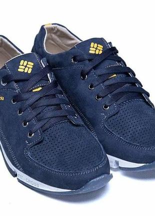 Чоловічі літні кросівки columbia nubuck denim, натуральна шкіра з перфорацією9 фото