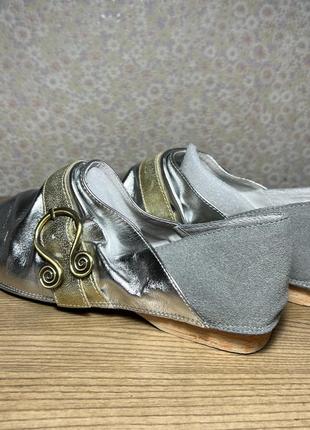 Туфли балетки тапки лоферы серебро серебряные3 фото