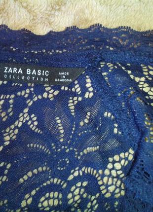 Кружевная блуза zara   темно-синяя .4 фото
