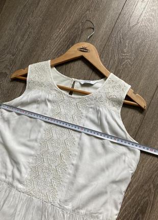George 13-14 s/m светлая молочная натуральная  блуза с вышивкой и баской без рукава6 фото