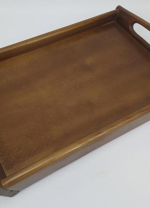 Столик для завтрака деревянный складной 43 см * 27.5 см, высота на ножках 20.5 см, коричневый4 фото