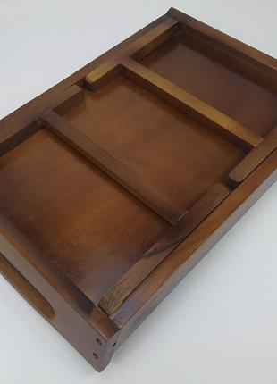 Столик для сніданку дерев'яний складаний 43 см * 27.5 см, висота на ніжках 20.5  см, коричневий6 фото