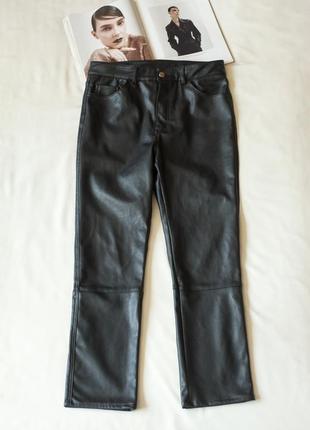 Черные кожаные брюки женские h&m, размер м1 фото