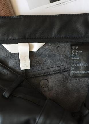 Черные кожаные брюки женские h&m, размер м5 фото