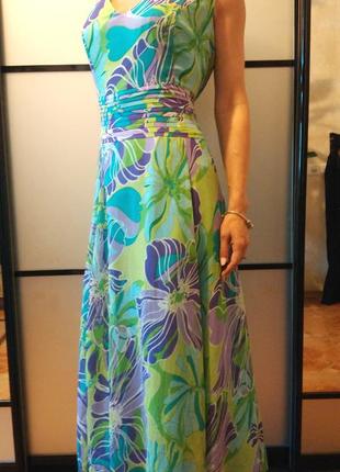Красивенное платье сарафан и шаль длинное макси в пол цветочный принт2 фото