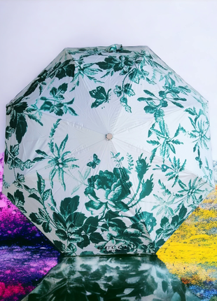 Жіноча складана парасолька "green garden" з карбоновими спицями, автоматичним механізмом .