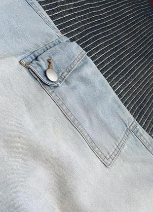 Чоловічі джинси-джогери  блакитні з кишенями карго, на шнурках7 фото