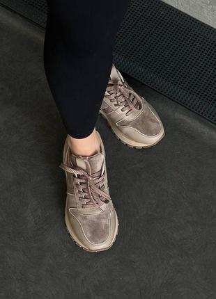 Кросівки кеди натуральна шкіра замша мокасини слипоны на высокой подошве трендовые бежевые коричневий