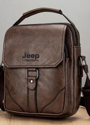Мужская сумка-планшетка jeep buluo на плечо темно-коричневый