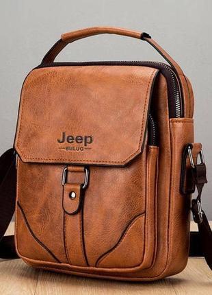 Мужская сумка-планшетка jeep buluo на плечо светло-коричневый