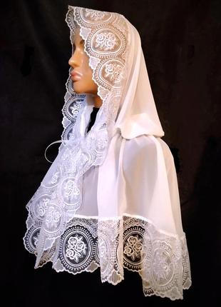 Платок праздничный в храм на крестины венчания палантин накидка с капюшоном платок школьный