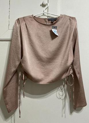 Шовковий топ атласна бруза кофта на завязках zara