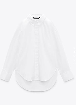 Белая котоновая рубашка zara