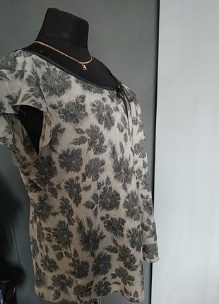 Блуза легенька ніжна з атласною стрічкою- зав'язкою батал7 фото
