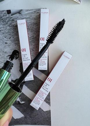 Туш для вій clarins supra lift & curl mascara 01 intense black (8 ml)4 фото