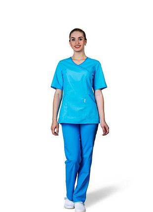 Костюм медицинский женский профмода “вера” голубой. 42,44  -170  35% хлопок*65% полиэстер