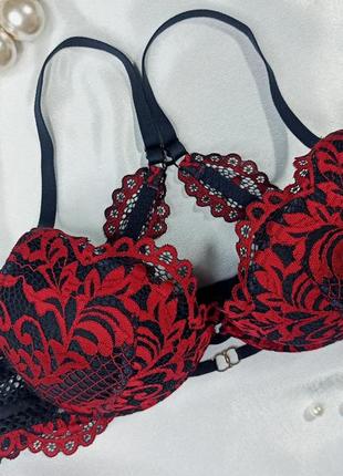 Cексуальний неймовірний мереживний бюстгальтер пуш ап  red & black la senza4 фото