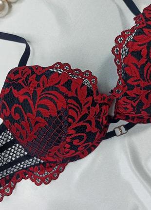 Cексуальний неймовірний мереживний бюстгальтер пуш ап  red & black la senza6 фото