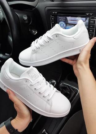 Жіночі  класичні шкіряні кросівки, кеди adidas stan smith білі5 фото