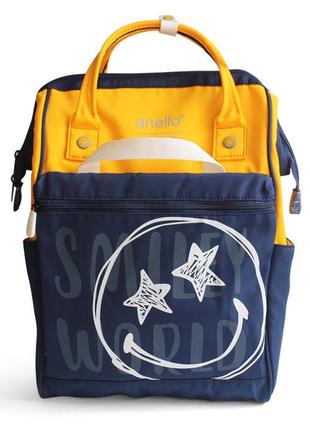 Городской рюкзак anello smiley world сине-желтый1 фото