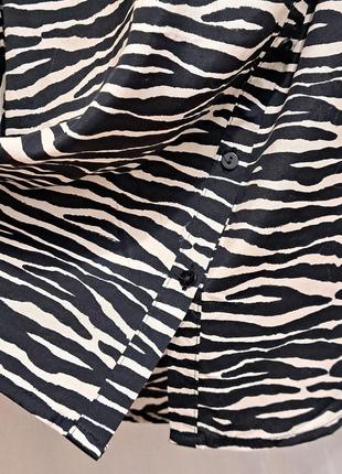Платье-рубашка с пояском, принт зебра9 фото