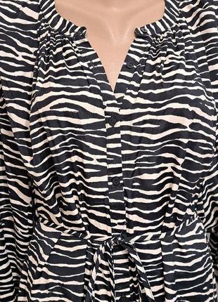 Платье-рубашка с пояском, принт зебра8 фото