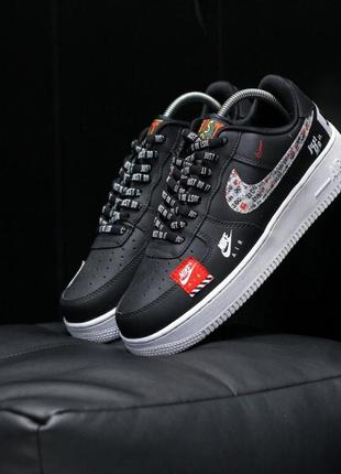 Женские кроссовки nike air force 1 low just do it black white 3 / smb