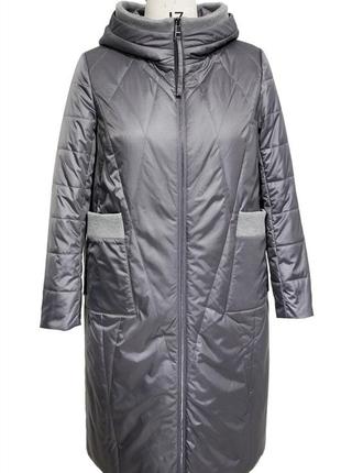 Полупальто женское демисезонное серое весна-осень размеры: 54, 56, 58, 60, 62