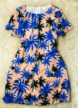 🔥скидка🔥24 часа🔥urmoda летнее короткое платье а-силует сарафан тропический принт пальмы3 фото