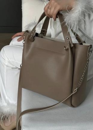 Женское вместительная сумка из экокожи латте2 фото