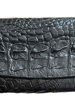 Кошелек портмоне женский из натуральной кожи крокодила черный таиланд1 фото