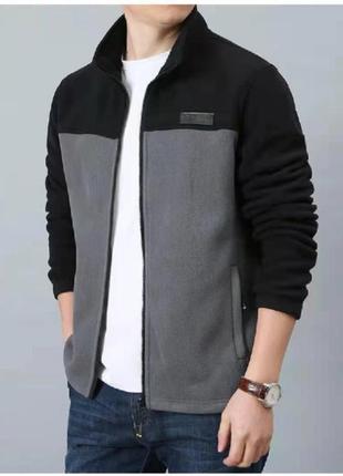 Джемпер флисовый мужской топ качества серо-черная