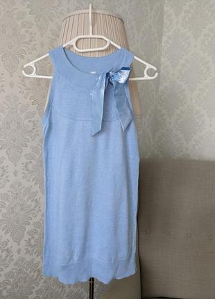 Дитяче трикотажне плаття -туніка голубого кольору