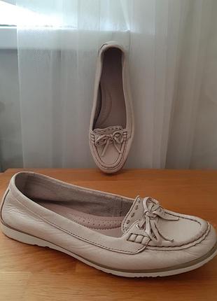 Кожаные балетки топсайдеры 37.5 marks & spenser