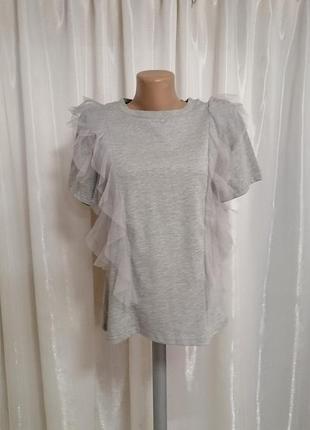 Крута стильна футболка з рюшами воланами із сітки