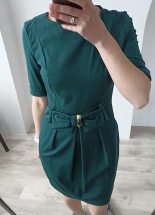 Зеленое платье с бантом s2 фото