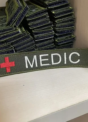 №50 шеврон  планка "medic" медик на оливе 12*2.5 см