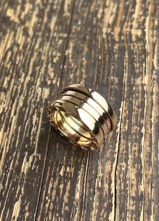 Серебряное и золотое кольцо пружинка  широкое массивное в стиле булгари bvlgari размер 169 фото