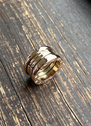 Серебряное и золотое кольцо пружинка  широкое массивное в стиле булгари bvlgari размер 168 фото