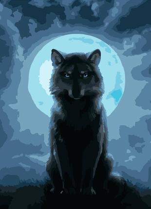 Картина по номерам волк и луна 40х50см strateg