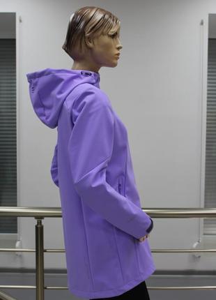 Куртка женская удлиненная high expirience softshell фиолетовая6 фото